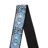 AMUMU  Guitar Strap – Hootenanny Embroidered, Blue Woven Pattern with Leather Ends