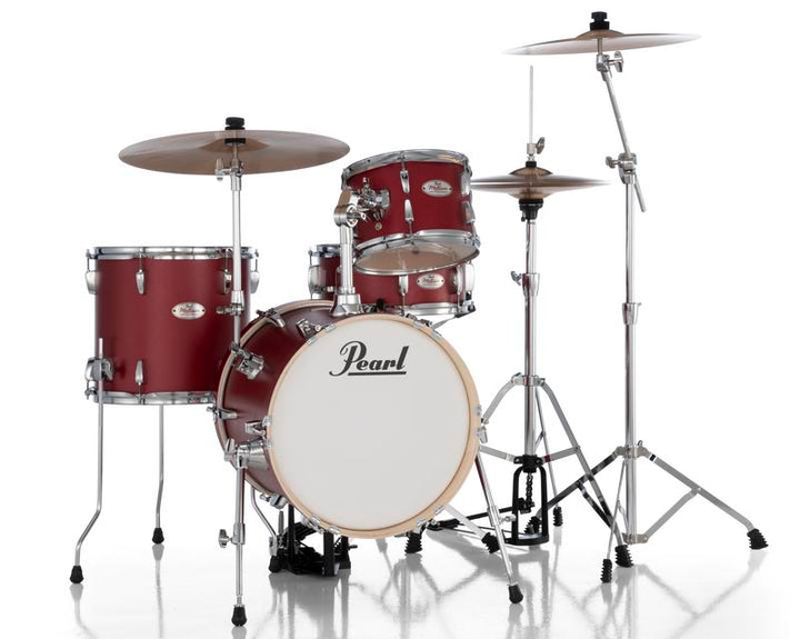 Pearl Midtown 4 Piece Compact Drum Kit Set incl. Hardware Matte Red 5 