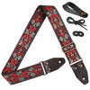 AMUMU Guitar Strap – Red Spades Heart Retro Design, Soft Padded with Leather Ends