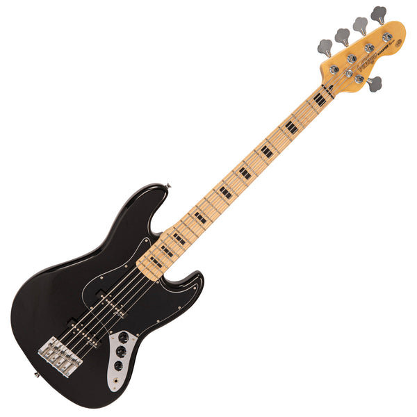 Vintage V495 Coaster Series 5-String Bass Guitar ~ Gloss Black