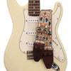 AMUMU SPH - OBG - TGBN 2" Beige Brown Guitar Strap – Retro Embroidery, Soft Cotton, Leather Ends & Pick Pocket - Ev - Entz Music