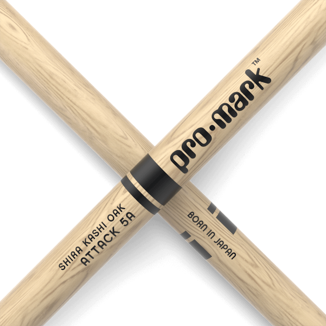 Promark Classic Attack 5A Shira Kashi Oak Drumstick, Oval Wood Tip Zoom in 2 