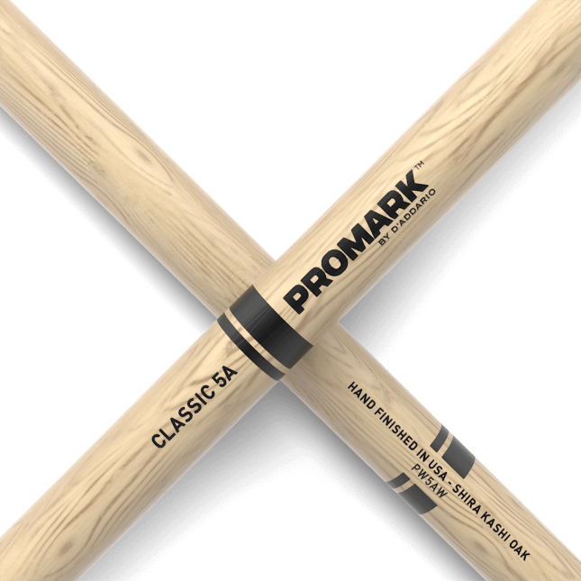 Promark Classic Attack 5A Shira Kashi Oak Drumstick, Oval Wood Tip Zoom in 