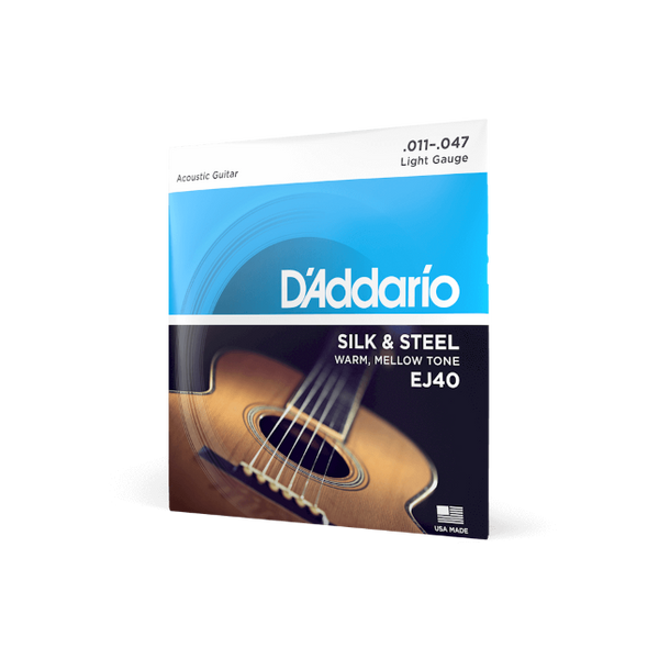 D'Addario 11-47 Light, Silk & Steel Acoustic Guitar Strings EJ40 side