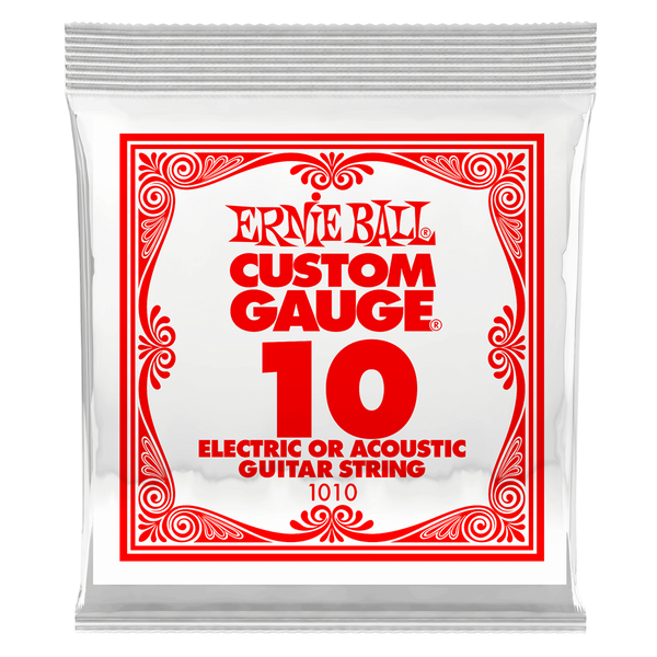 Ernie Ball Custom Gauge 10 Electric or Acoustic Guitar String