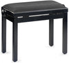 Stagg High - Gloss Black Piano Bench - Ribbed Black Velvet Seat (PB39 BKP VBK) - Ev - Entz Music