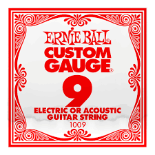 Ernie Ball Custom Gauge 9 Electric or Acoustic Guitar String