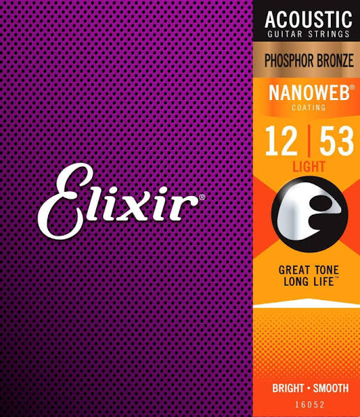 Elixir 80/20 Bronze Nanoweb Acoustic Guitar Strings Light 12-53