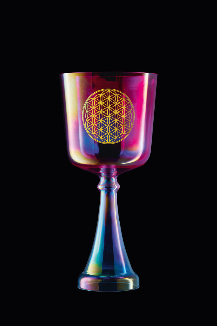 MEINL Sonic Energy Crystal Singing Chalice, 6"/15 cm, Note F4, Pink, Heart Chakra, Flower of Life