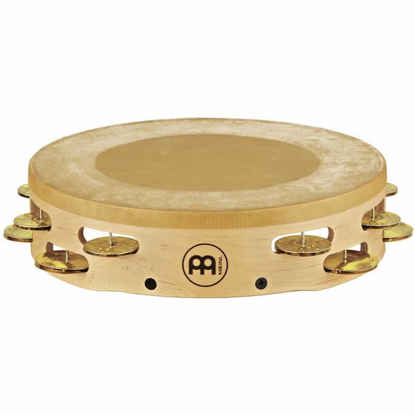 Meinl Artisan Edition Double Row Headed Tambourine, Maple Shell, Mixed Solid/Hammered Brass Jingles