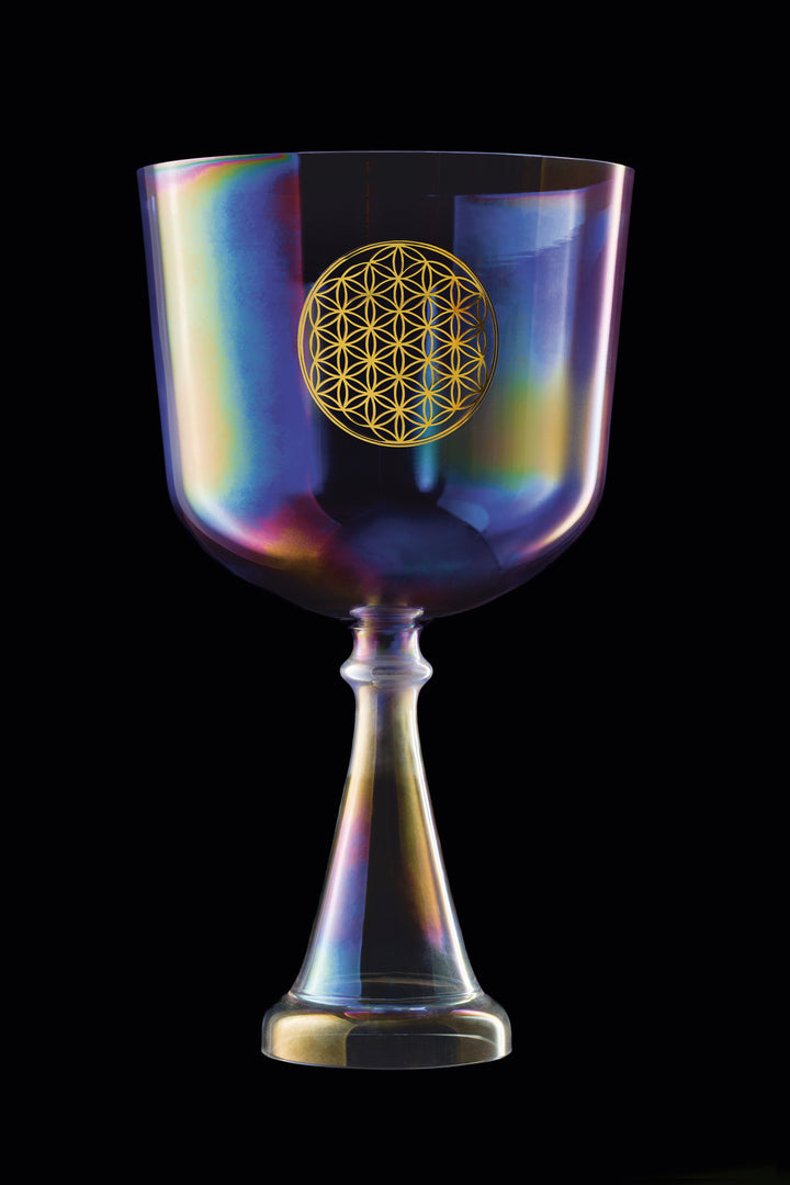 MEINL Sonic Energy Crystal Singing Chalice, 8"/20 cm, Note F3, Purple, Heart Chakra, Flower of Life
