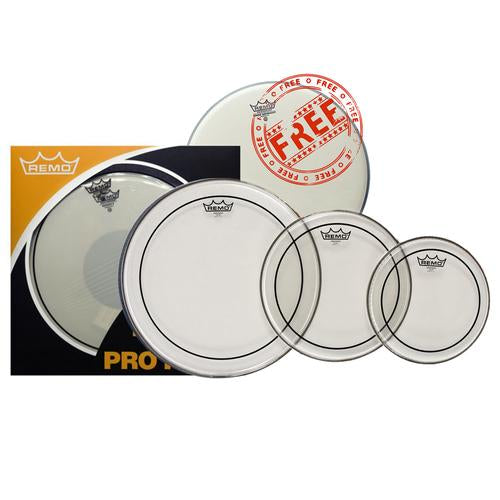 Remo Pinstripe Clear Drum Head Pro Pack - 10,12,16 + 14" Coated Ambassador