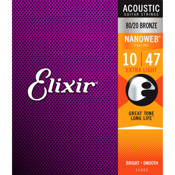 Elixir E11002 80/20 Bronze Acoustic Strings, Extra Light, 10-47