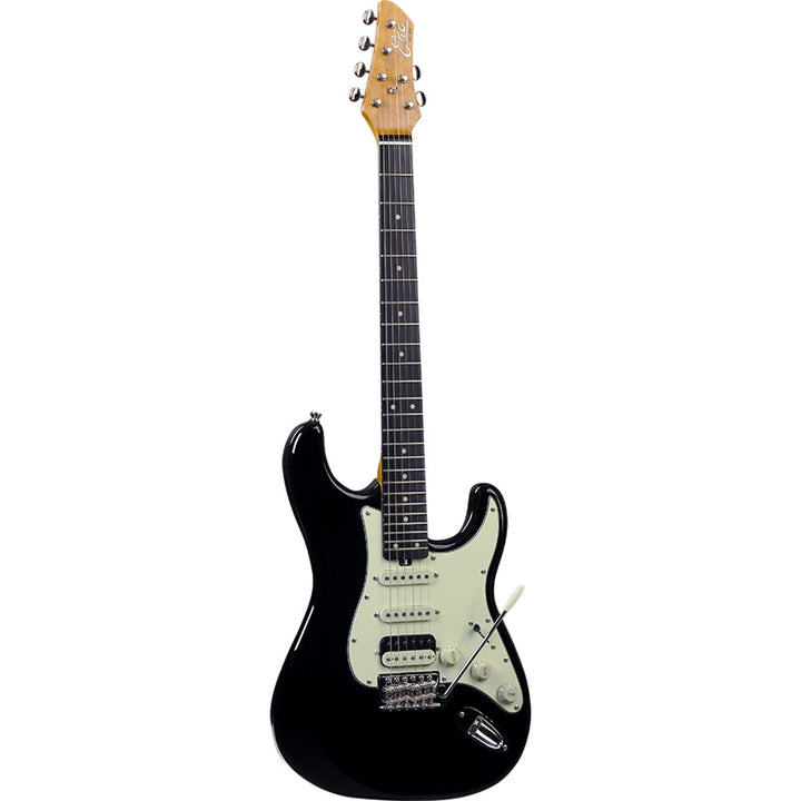 Eko Aire V-NOS Black Electric Guitar with sleek glossy finish.