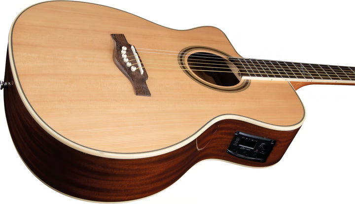 Side View of Eko NXT A100 CW EQ Natural LH Auditorium Guitar

