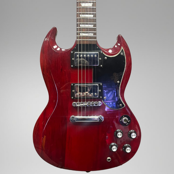 Vintage VS6 double cutaway body with Wilkinson humbuckers and black pickguard