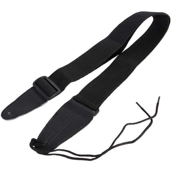 On-Stage Guitar Strap Adjustable Black Strap with Leather Ends for Optimal Support