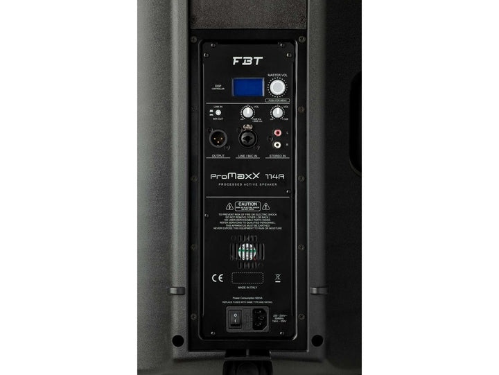 FBT ProMaxX 114A Rear Panel with LCD DSP Controls