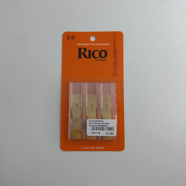 Rico Soprano Sax Reeds  Strength 3.0  3 pack