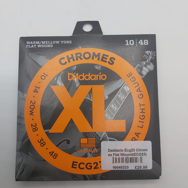 D'Addario ECG23 Chromes Flat Wound Electric Guitar Strings Extra Light 10-48