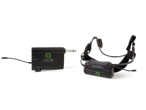 Q-Audio UHF Headworn Wireless Microphone System - 863-865 MHz Single-Channel with Flexible Aerobic Headset (Model QWM 1900 HS)