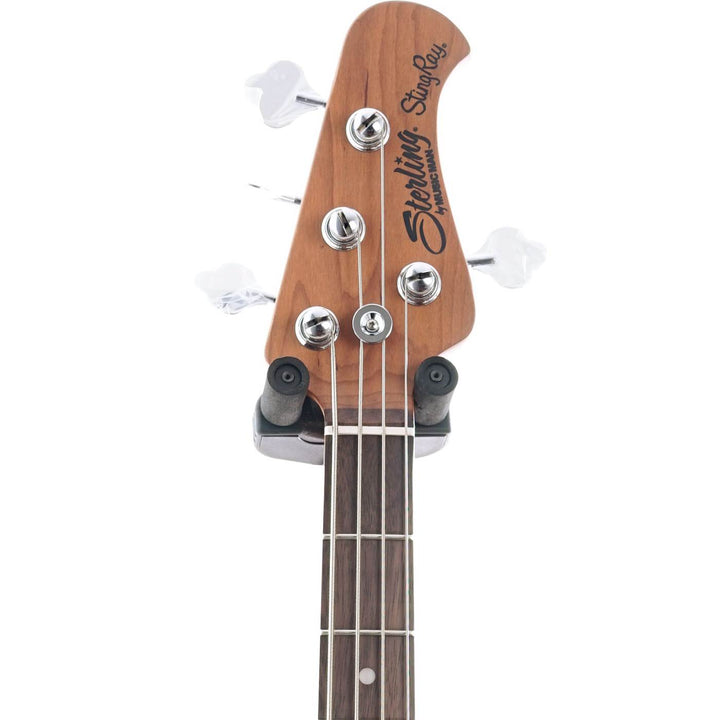 Sterling by Music Man Stingray RAY34 bass guitar headstock with Music Man logo and Schaller BM tuning machines.