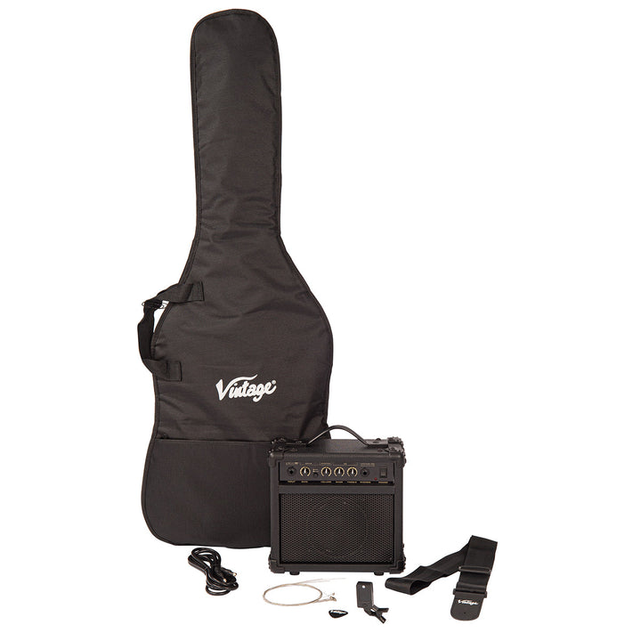 Vintage V20 Coaster Series Electric Guitar Pack ~ Gloss Black