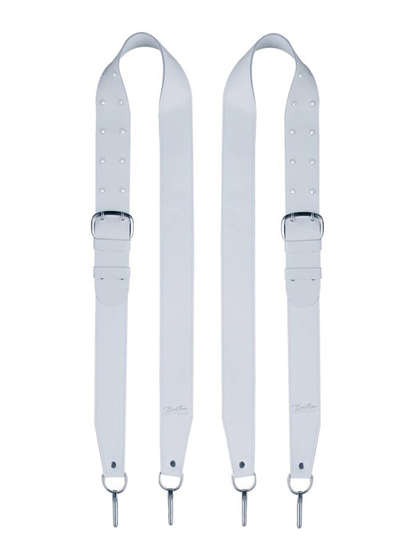 Boston KR10 Marching Bass Drum Slings – Leather, Pair, White (KR10)
