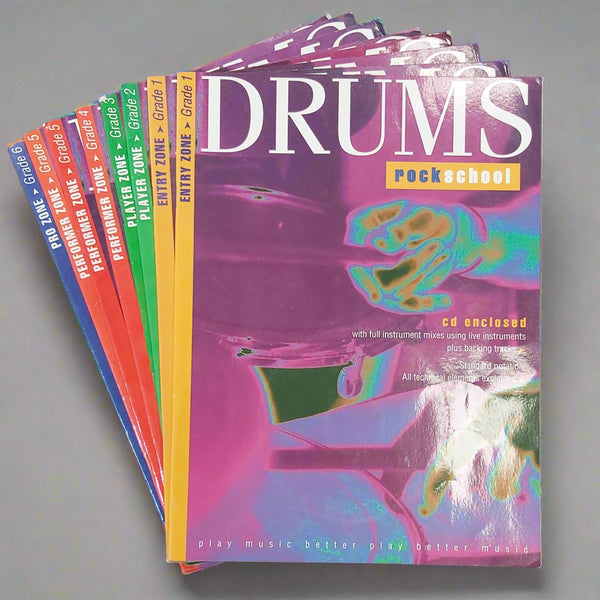 Rockschool Drums Grade 1–6 Book Bundle (2014–2018) – Preowned, Includes Duplicate Grade 1 & 5