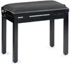 Stagg High-Gloss Black Piano Bench - Ribbed Black Velvet Seat (PB39 BKP VBK)