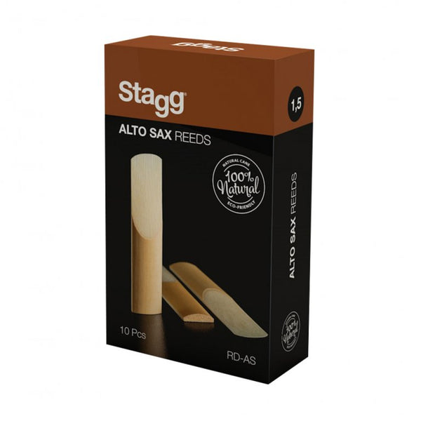 Box of 10 Stagg alto saxophone reeds, strength 2.5

