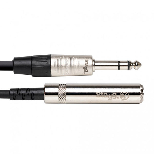 Top view of the Stagg NAC6PSJSR stereo jack cable with silver metal plugs

