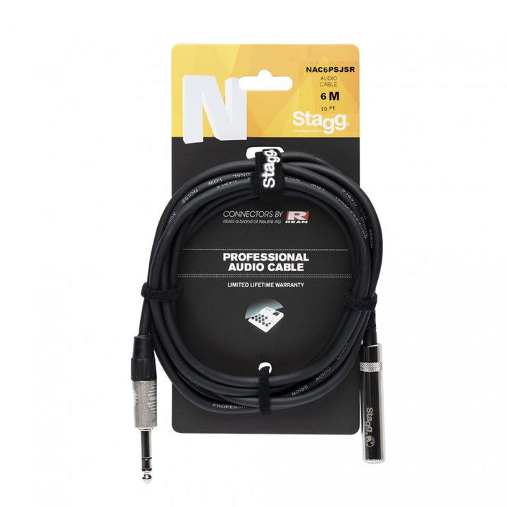Stagg NAC6PSJSR cable shown in retail hanging packaging

