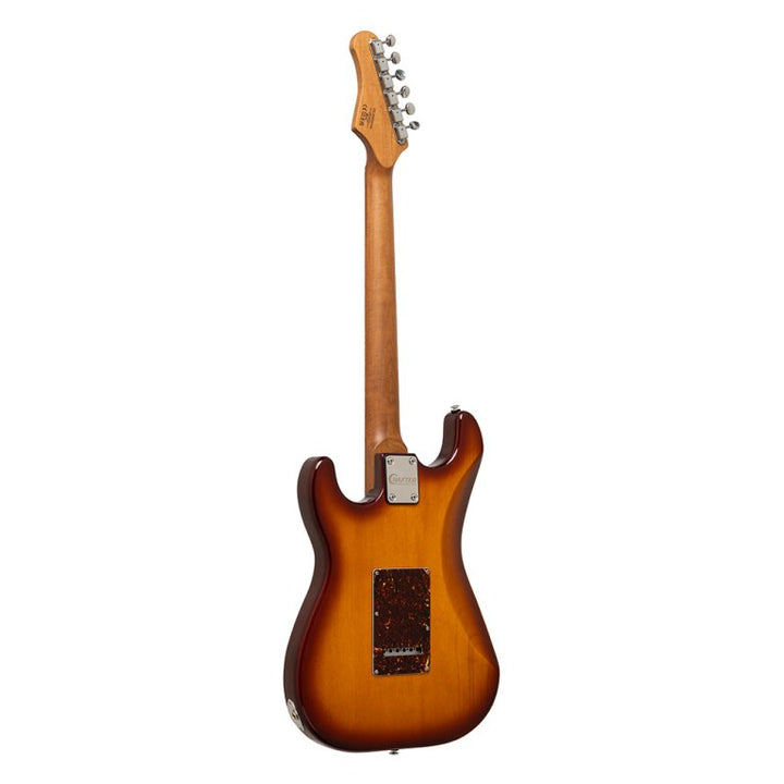 Rear view showing roasted maple neck and body contours

