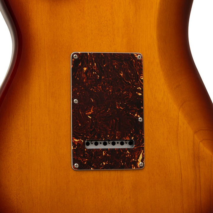 Rear electronics cavity with mahogany grain

