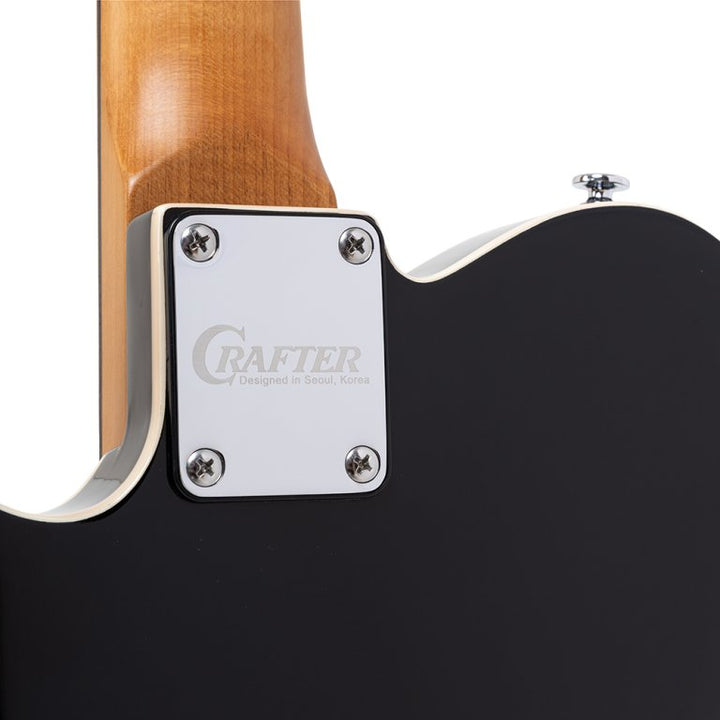 Crafter neck plate and bolt-on joint on roasted alder body in Cosmic Black

