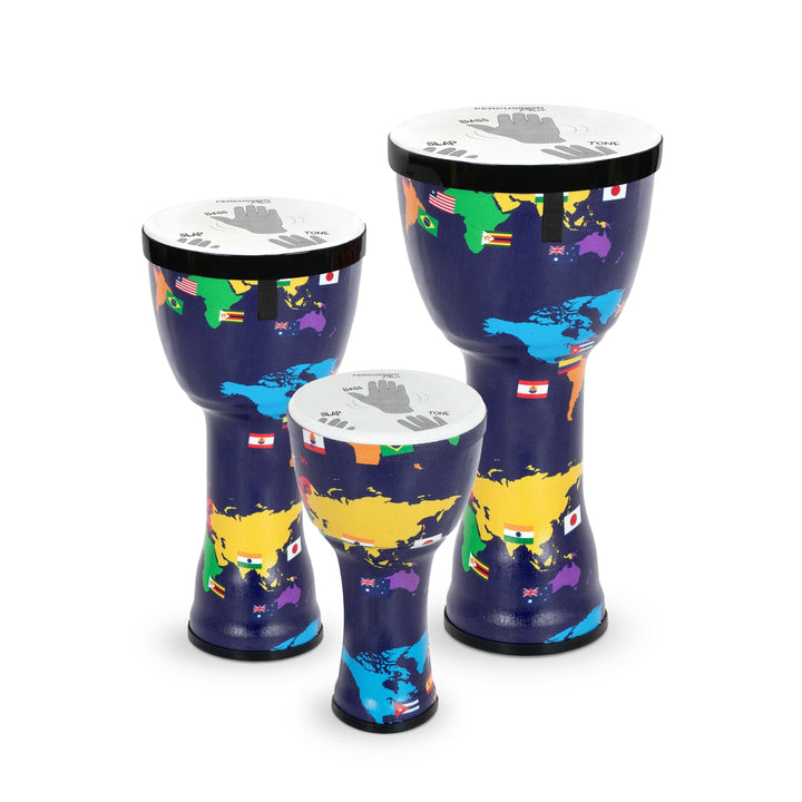 Percussion Plus Percussion Plus 8″, 10″ and 12″ nesting djembes set of 3 with bags - With Slap graphics - image 2