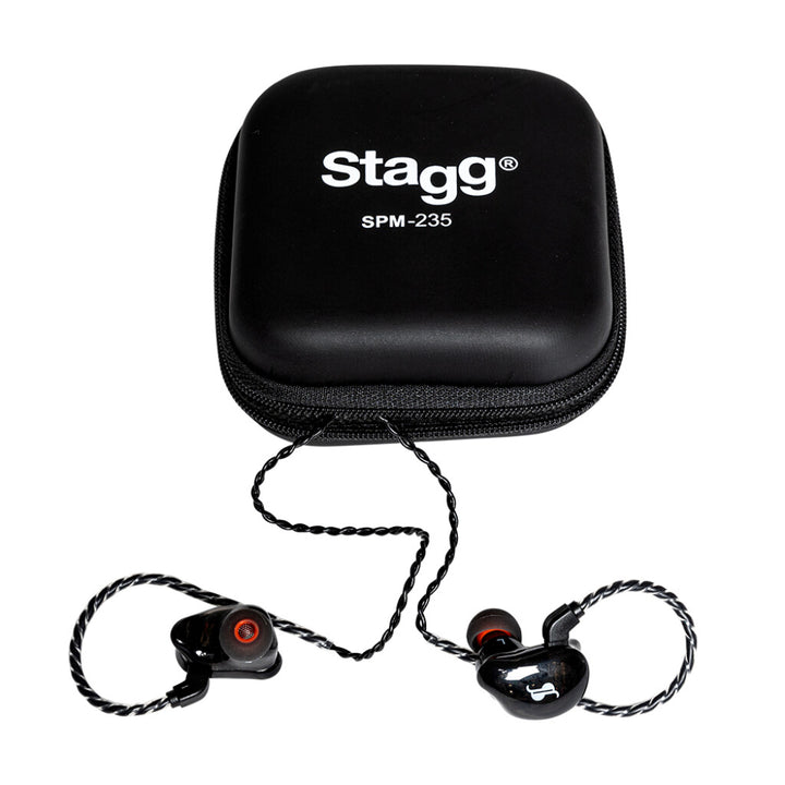 Stagg In-Ear Monitors, High Resolution, Dual Driver, Sound Isolating - SPM-235 black with case