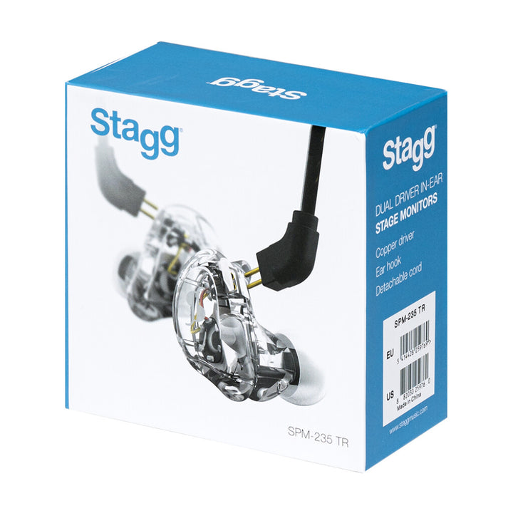 Stagg In-Ear Monitors, High Resolution, Dual Driver, Sound Isolating - SPM-235 transparent boxed