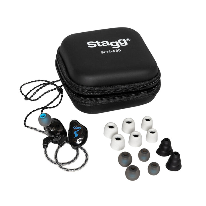 Stagg In-Ear Monitors, High Resolution, 4 drivers, Sound Isolating - SPM-435 full product with spare buds