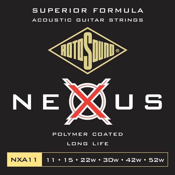 Rotosound NEXUS Coated Phosphor Bronze Acoustic Guitar Strings, 11-52