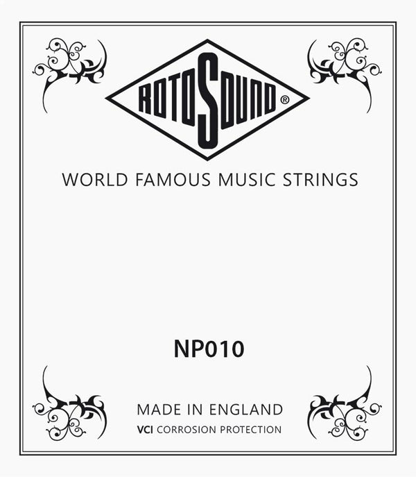Rotosound NP010 Single Guitar String – .010 Stainless Steel for Electric & Acoustic (39290)