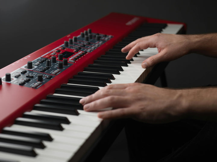 Nord Piano 5 88 triple sensor keybed with Virtual Hammer Action for expressive playability.