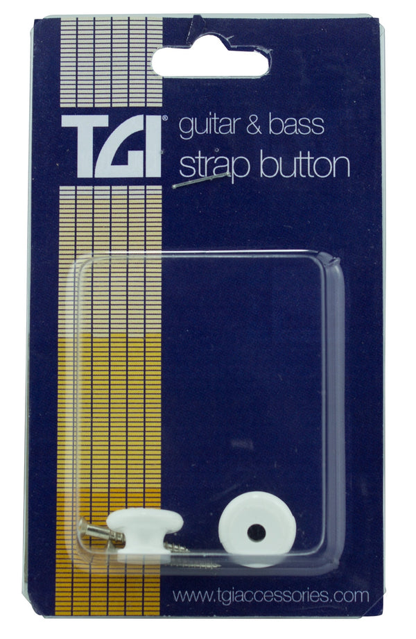 TGI Guitar Strap Buttons White Plastic Pack of 2