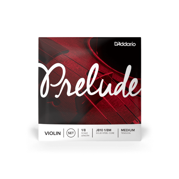 D'Addario Prelude Violin String Set - 1/8 Scale, Medium Tension - Perfect for Young Beginner Violinists