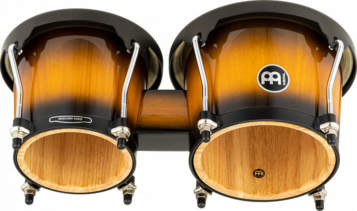 MEINL Percussion Headliner Series Wood Bongo 6 3/4" MACHO & 8" HEMBRA - Vintage Sunburst Bottom View