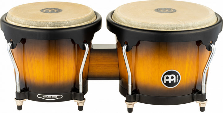 MEINL Percussion Headliner Series Wood Bongo 6 3/4" MACHO & 8" HEMBRA - Vintage Sunburst Horizontal