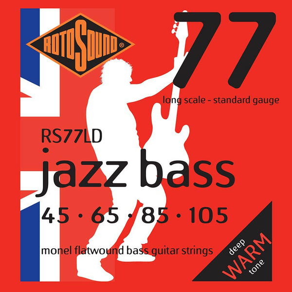 Rotosound RS77LD 4-String Jazz Bass Monel Flatwound 45-105 Long Scale Bass Guitar Strings