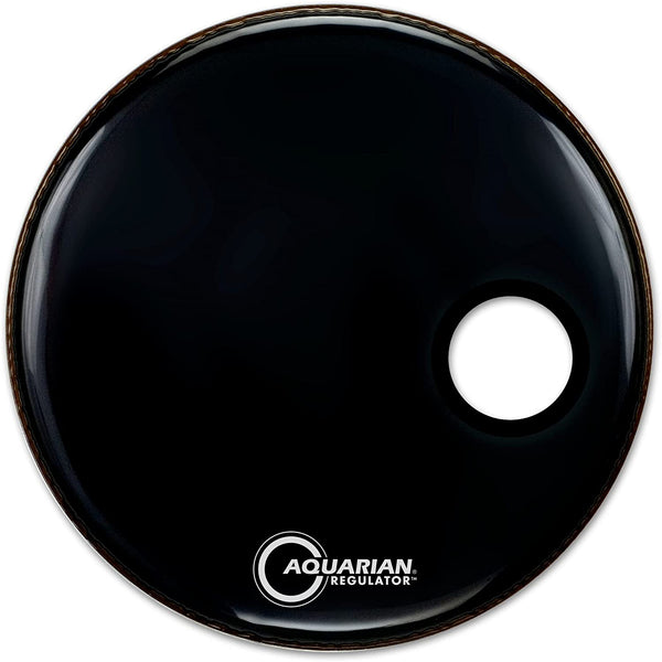 Aquarian Regulator 20-inch Small Port Hole Bass Drum Head - Black