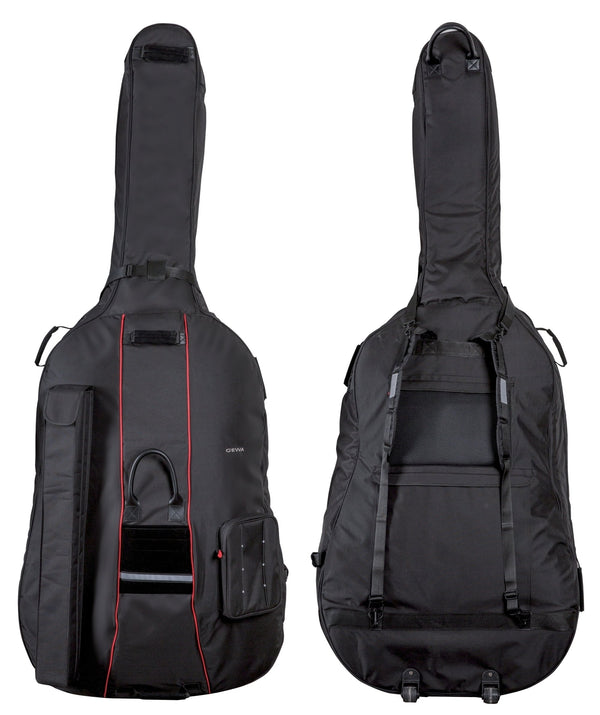 GEWA PRESTIGE Rolly Double Bass Gig Bag – Wheeled Padded Case for 3/4 & 4/4 Double Bass (GEWA-Tex, 25mm Padding)